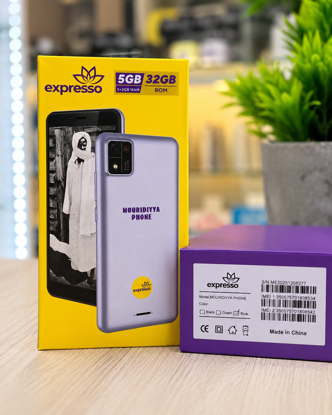 Mouridiyya Phone Expresso – Smartphone 4G Android, 32 Go, 5 Go RAM, Batterie 3000 mAh 📱